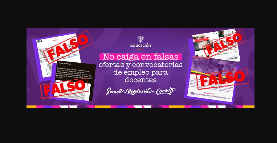 Advertencia del Ministerio de Educación sobre falsas ofertas de empleo para docentes