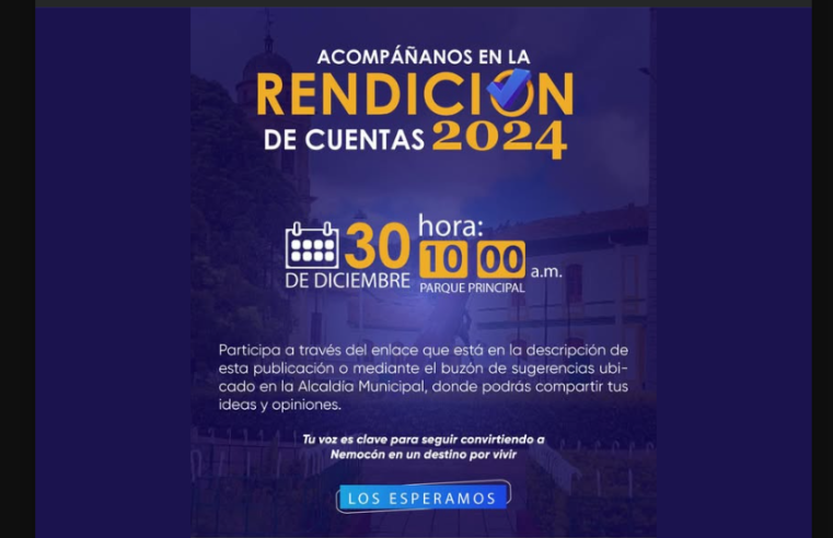 Nemocón presentará los logros de 2024 en su Rendición de Cuentas