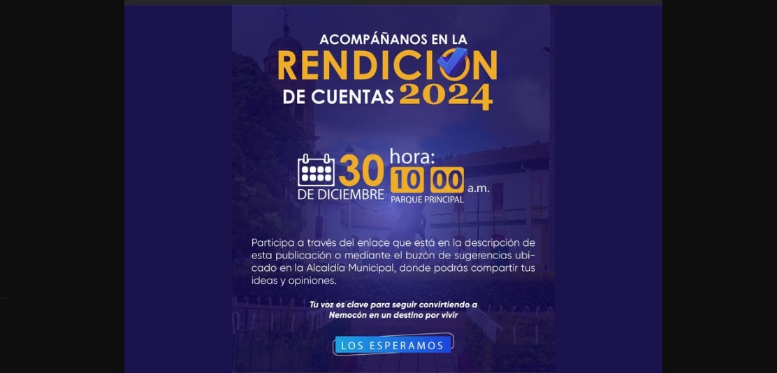 Nemocón presentará los logros de 2024 en su Rendición de Cuentas