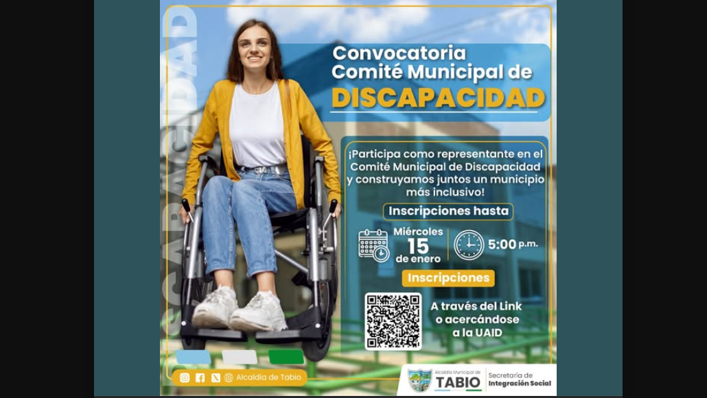 Convocatoria abierta para representantes en el Comité Municipal de Discapacidad en Tabio