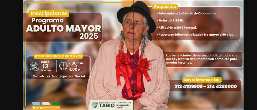 Abren convocatoria para el Programa de Adulto Mayor 2025