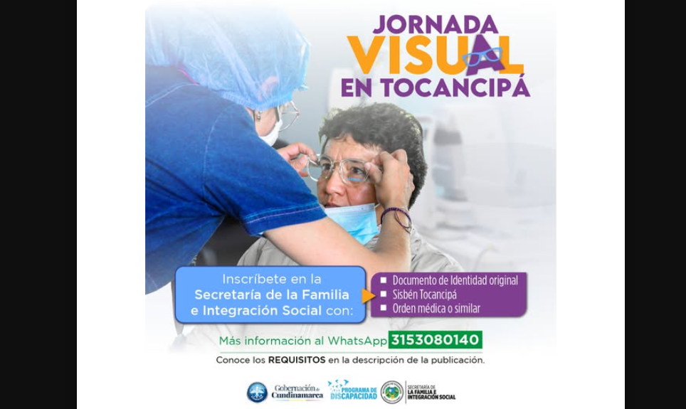 Jornada de |inscripción| visual para entrega de gafas en |Tocancipá|