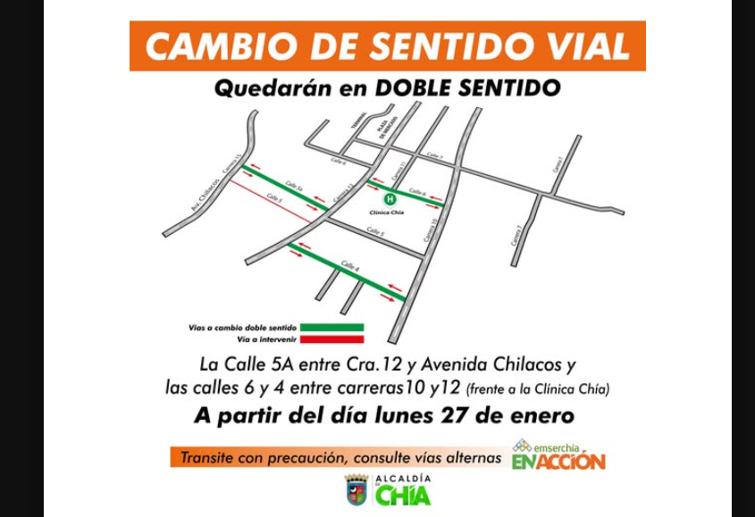 |Modificación| en el sentido vial de |calles| del municipio a partir del 27 de enero