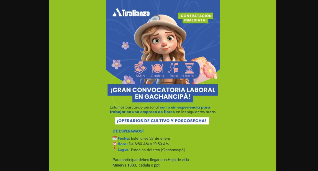 |Convocatoria laboral| en |Gachancipá| para operarios de cultivo y poscosecha