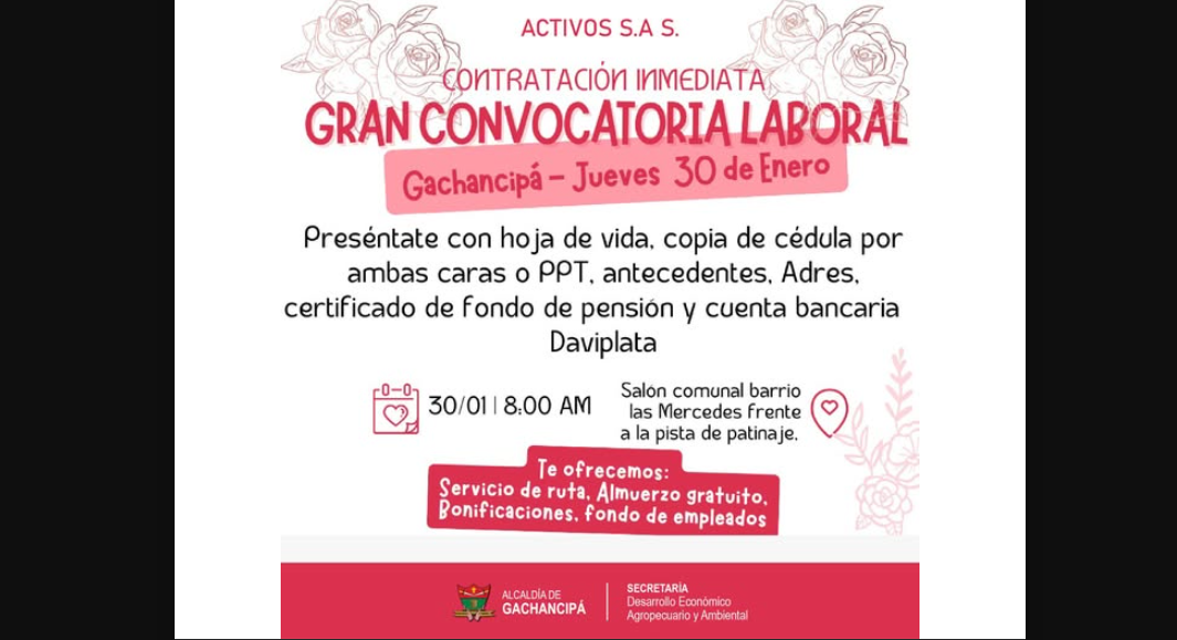 |Convocatoria laboral| en |Gachancipá| para el sector floricultor