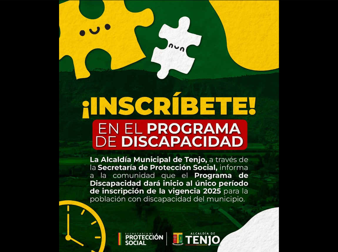 |Abren inscripciones| para el Programa de |Discapacidad en Tenjo|