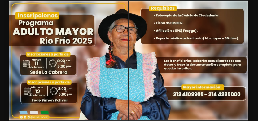 |Inscripciones abiertas| para el Programa |Adulto Mayor| Río Frío 2025