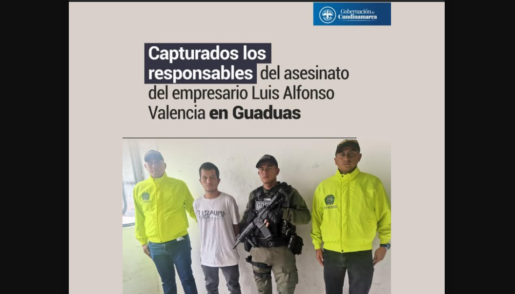 Capturados responsables del asesinato de empresario en |Guaduas|