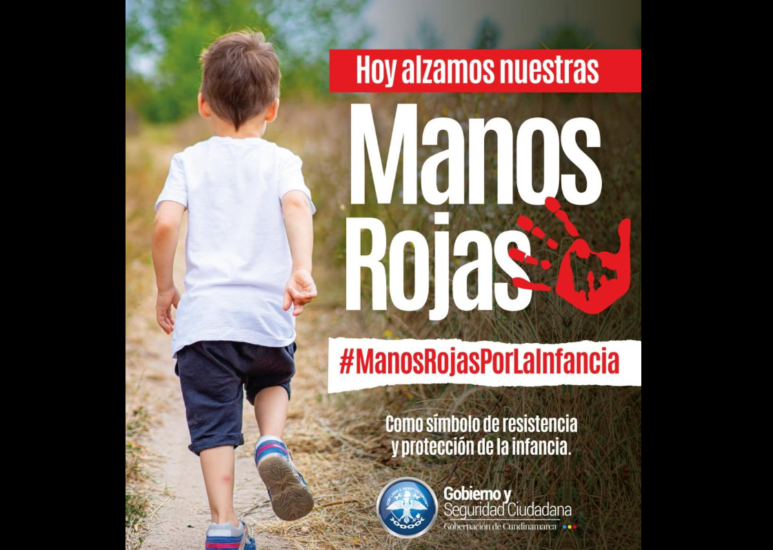 |Cundinamarca| se une al Día Mundial de las |Manos Rojas| contra el |reclutamiento infantil|