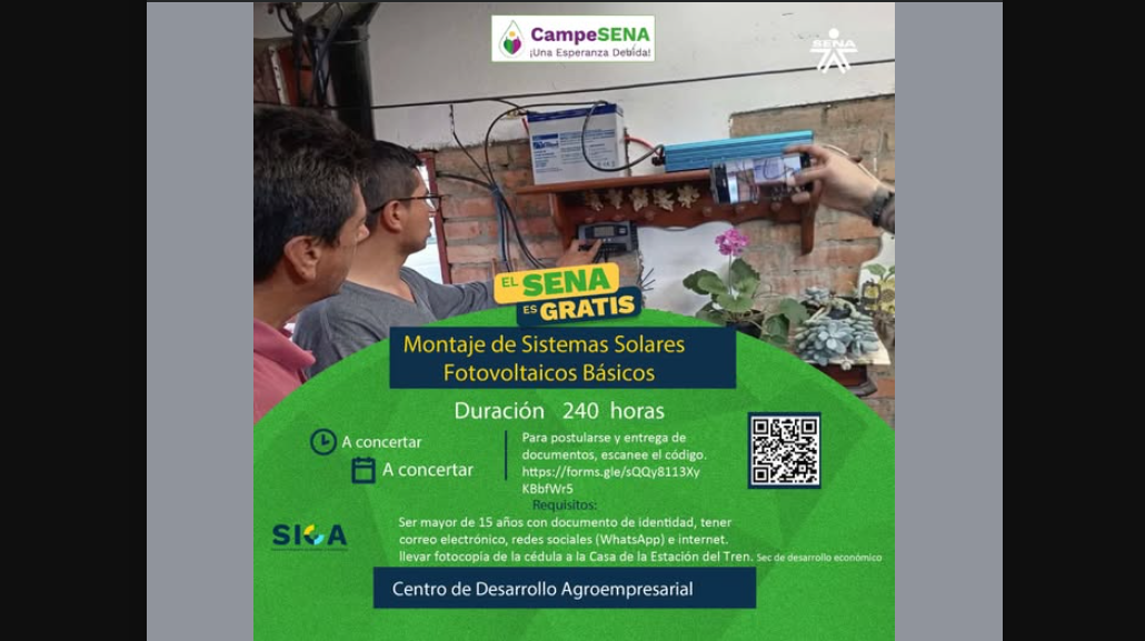 |Abren inscripciones| para curso de |energía solar| en |Gachancipá|