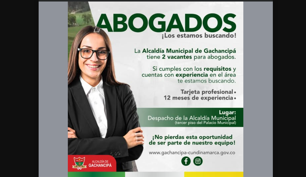 |Convocatoria| para abogados en la |Alcaldía de Gachancipá|