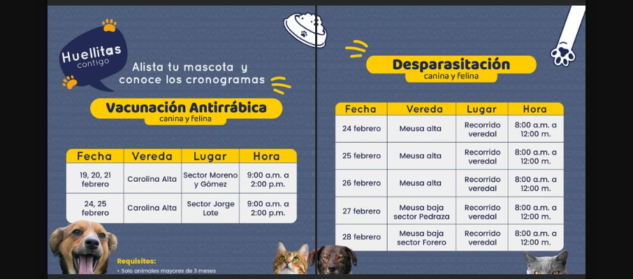 |Jornadas de vacunación| y desparasitación para |mascotas| en |Sopó|