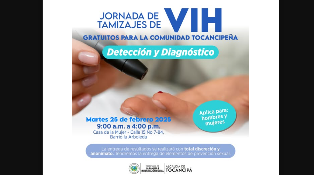 Jornada gratuita de tamizaje para |VIH| en |Tocancipá|