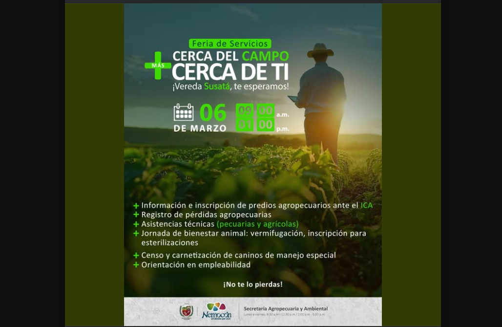 |Feria de Servicios| busca fortalecer el sector agropecuario en |Nemocón|