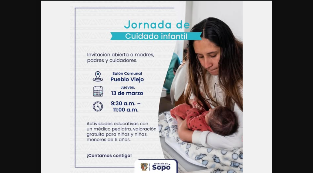 Invitan a jornada de |cuidado infantil| en |Sopó|