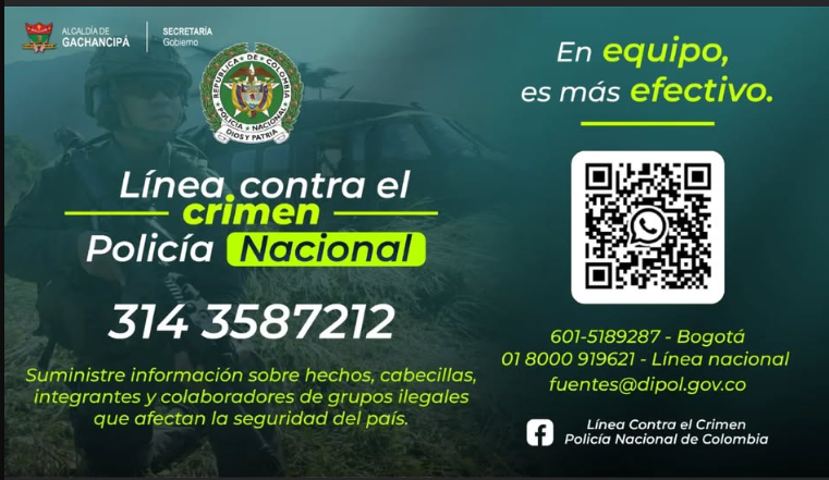 |Gachancipá| fortalece la |seguridad| con la Línea contra el Crimen
