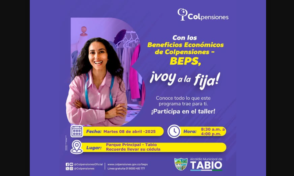 |Tabio| invita a taller sobre beneficios de |Colpensiones| y el programa |BEPS|
