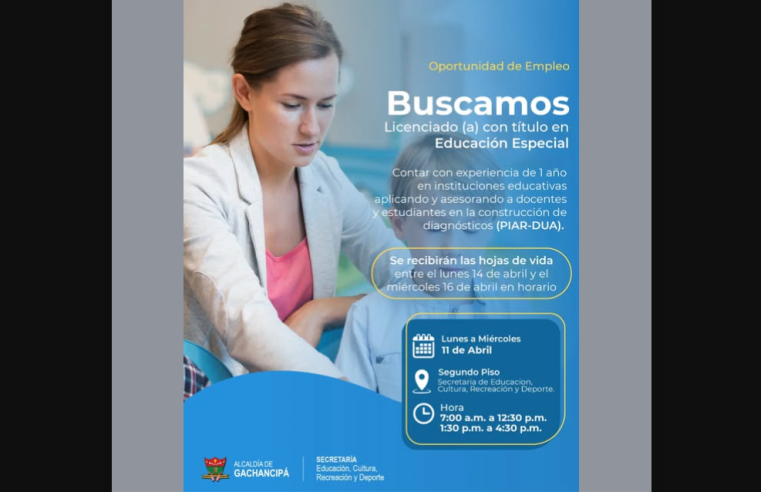 Convocatoria para profesional en |Educación Especial| en la |Secretaría de Educación|