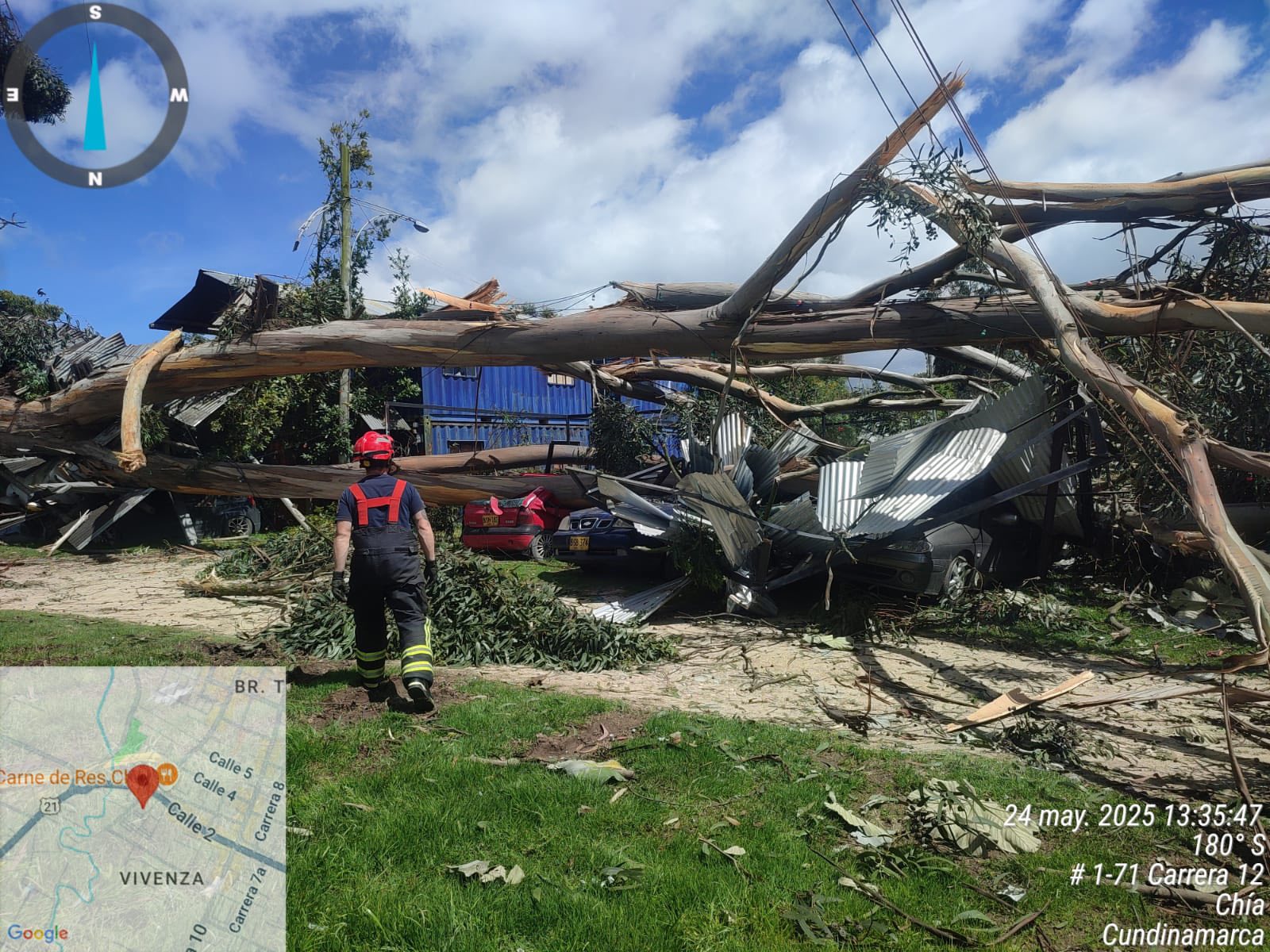Bomberos de |Chía| atendieron |caída de árbol| en predio privado sin afectaciones humanas