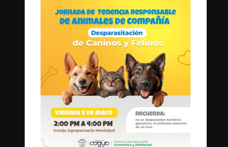 |Cogua| realizará jornada de tenencia responsable y |desparasitación gratuita| para mascotas