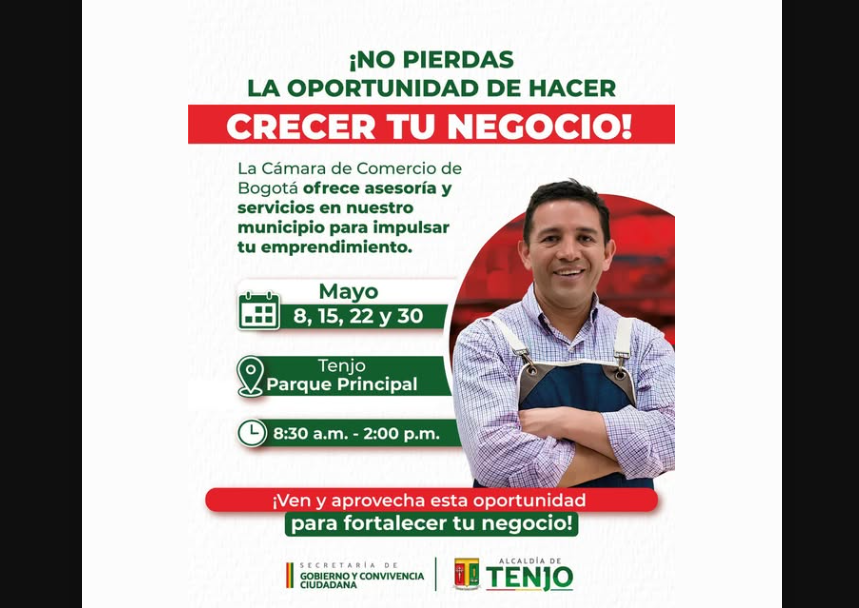 |Cámara de Comercio| Brindará Atención a la Comunidad en el Parque Principal de |Tenjo|