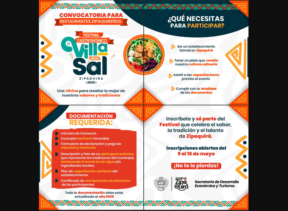 Restaurantes de |Zipaquirá| se preparan para el |Festival Gastronómico| |’Villa de la Sal 2025’|