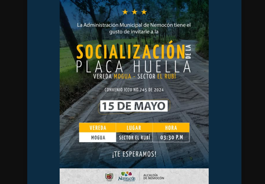 |Nemocón| invita a socialización del proyecto de placa huella en la vereda Mogua