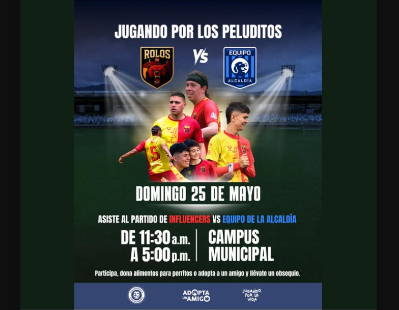 Alcaldía de |Cota| organiza partido de fútbol benéfico contra |influencers| para apoyar a animales en adopción
