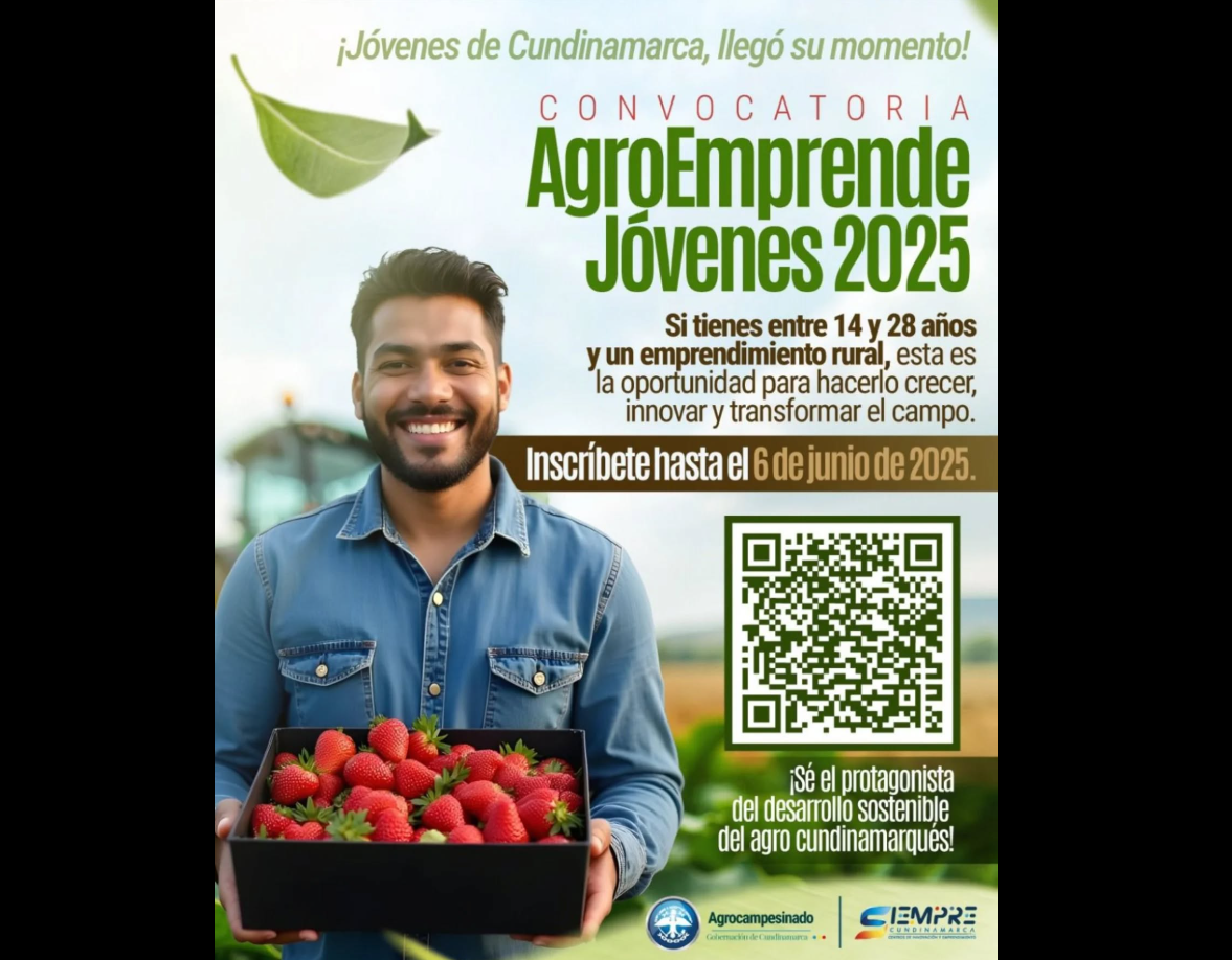 |Gobernación de Cundinamarca| lanza convocatoria AgroEmprende 2025 para jóvenes del sector rural
