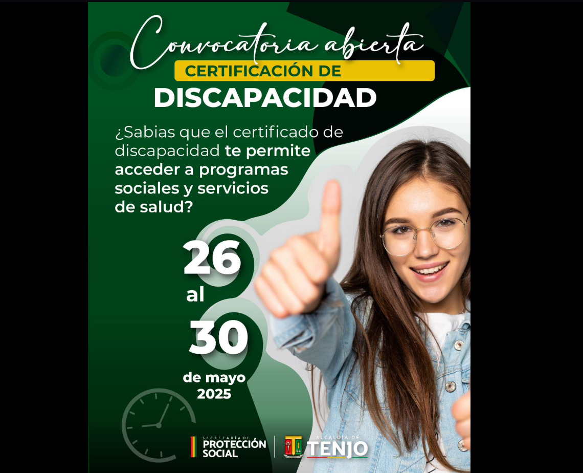 Abren convocatoria en el municipio en |Tenjo| para jornada de |certificación de discapacidad| en |mayo|