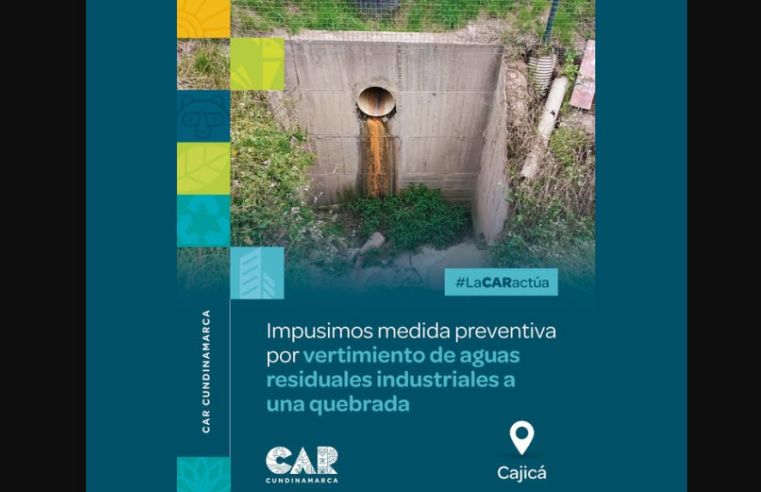 Suspensión a empresa en |Cajicá| por vertimiento ilegal de aguas residuales
