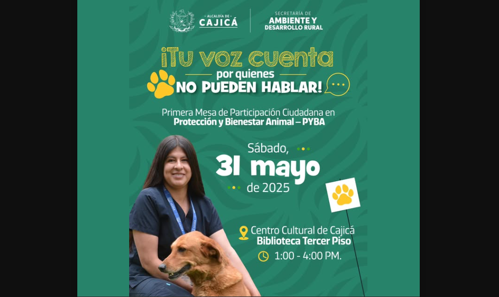 |Cajicá| convoca a la Primera Mesa de Participación Ciudadana en |Protección y Bienestar Animal|