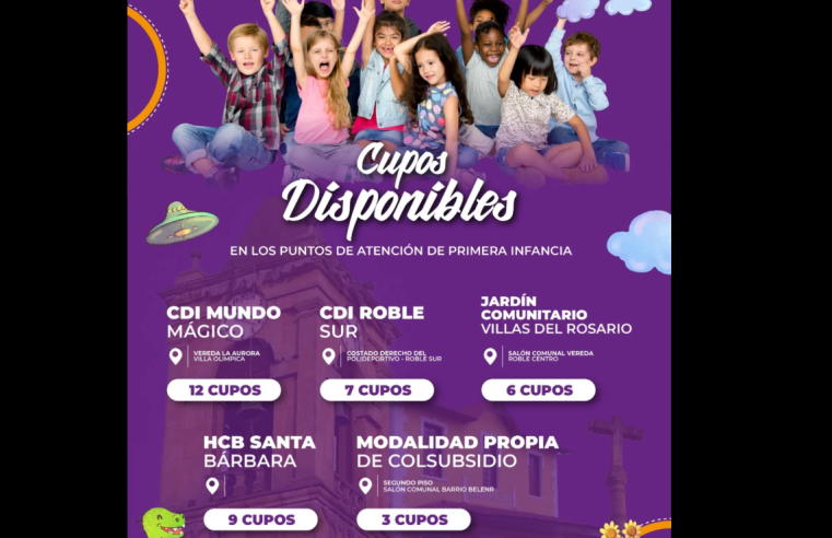 |Gachancipá| abre cupos en jardines y centros de atención infantil para la |primera infancia|