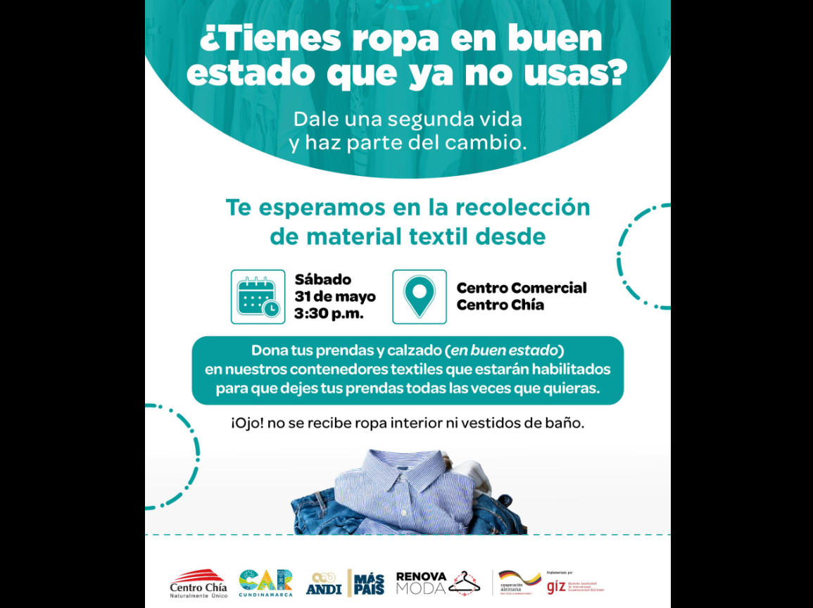 |Chía| invita a donar ropa y calzado en buen estado para una |segunda oportunidad|