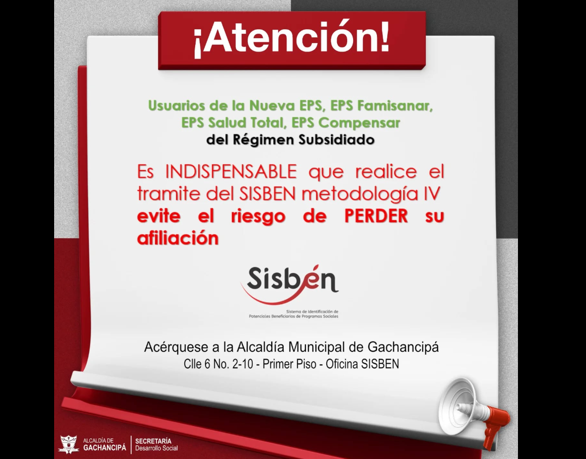 |Gachancipá| recuerda la importancia de aplicar la |Encuesta SISBÉN IV| para acceder a salud subsidiada