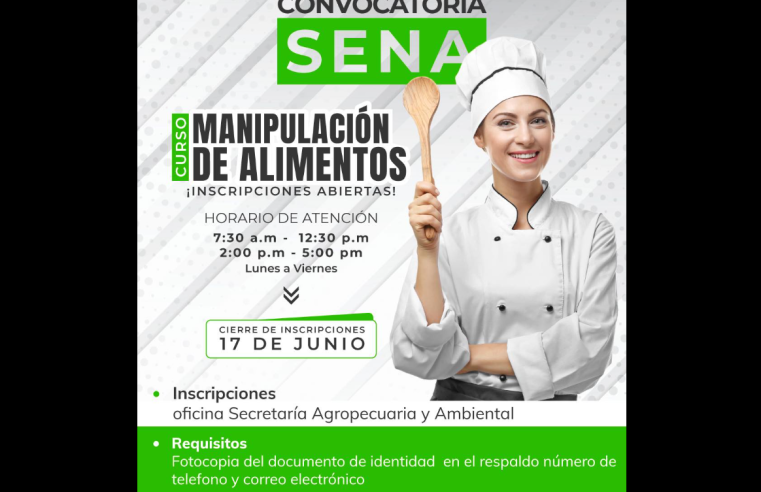 |Nemocón| Abrió Inscripciones para Curso de |Manipulación de Alimentos| en Alianza con el |SENA|