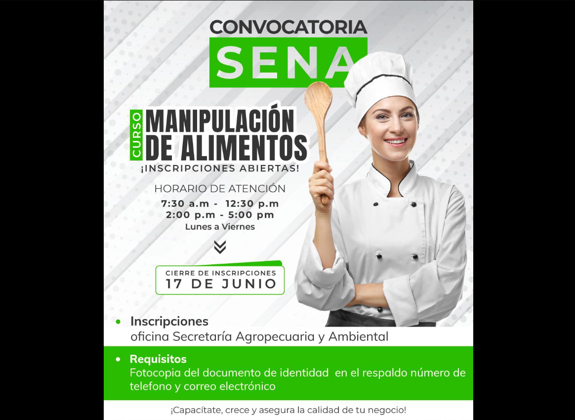 |Nemocón| Abrió Inscripciones para Curso de |Manipulación de Alimentos| en Alianza con el |SENA|