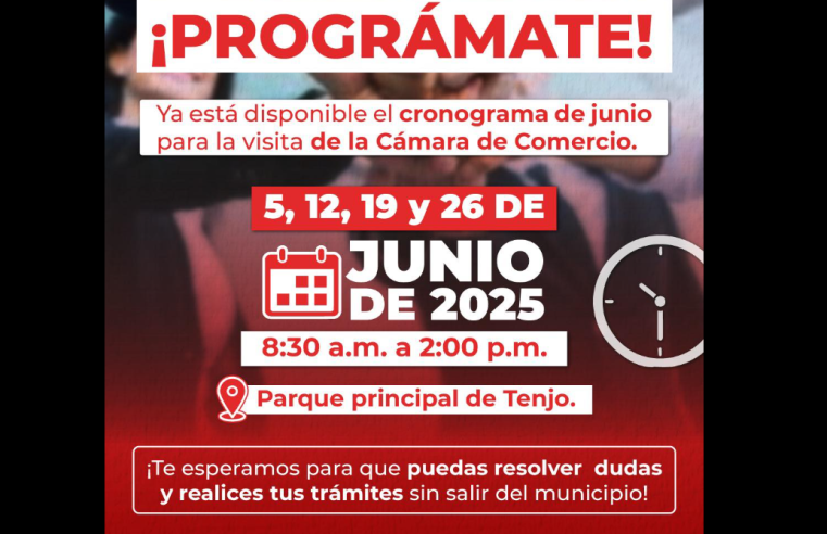 |Cámara de Comercio| Ofrecerá Atención Presencial en el Parque Principal de |Tenjo| Durante Junio