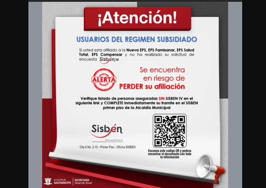 Usuarios del |régimen subsidiado| deben actualizar su información en |SISBÉN IV| para no perder su afiliación