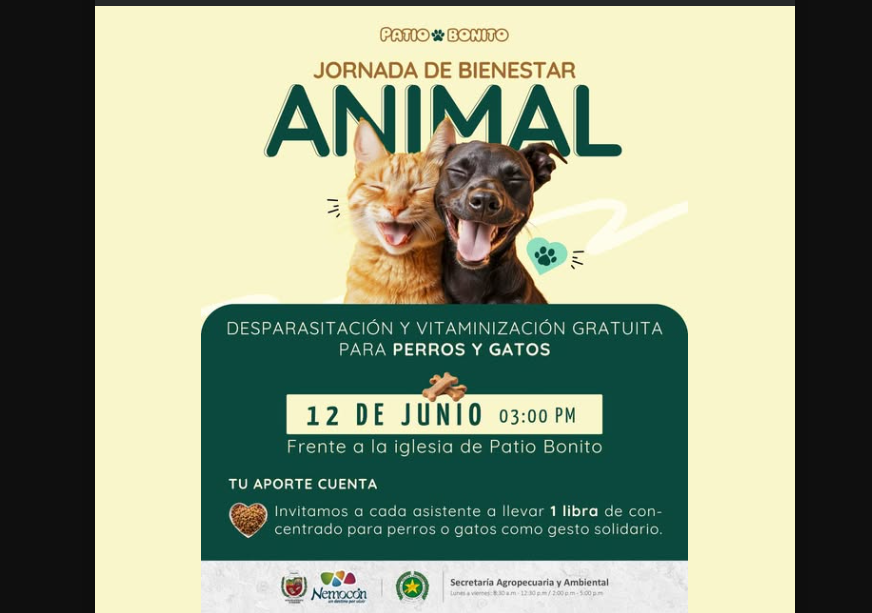 |Nemocón| promueve el cuidado animal con jornada en |Patio Bonito|