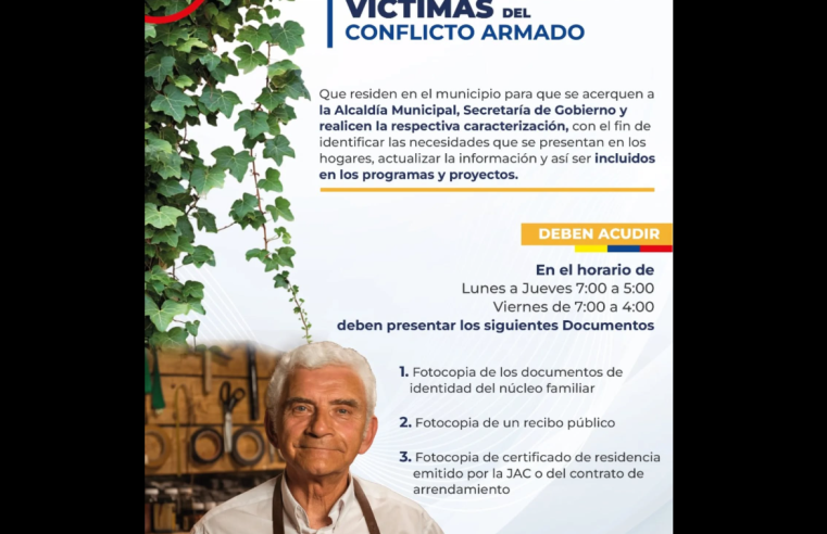 |Gachancipá| invitó a las víctimas del conflicto armado a participar en |jornada de caracterización|