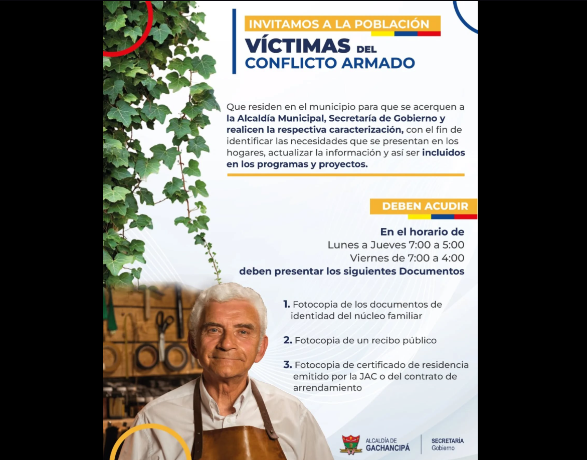 |Gachancipá| invitó a las víctimas del conflicto armado a participar en |jornada de caracterización|