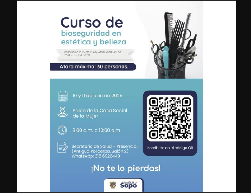 |Sopó| ofrece curso de |bioseguridad| para trabajadores del sector de estética y belleza