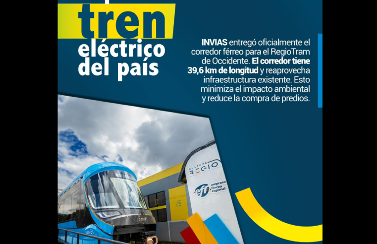 |RegioTram| de Occidente avanza en un 29% y se perfila como el primer |tren de cercanías| eléctrico del país