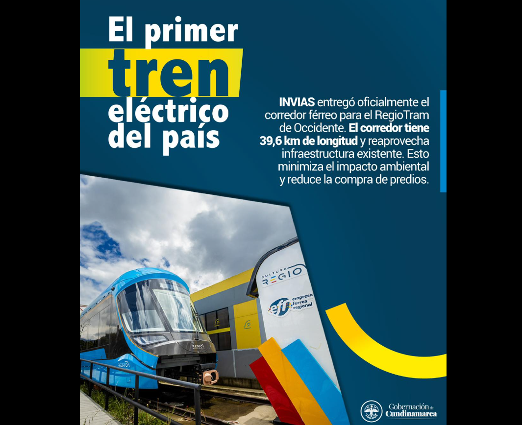|RegioTram| de Occidente avanza en un 29% y se perfila como el primer |tren de cercanías| eléctrico del país