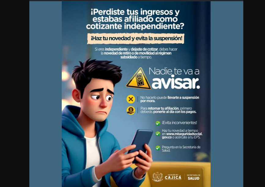 |Cotizantes independientes| podrían ser suspendidos de su |EPS| por mora en el pago