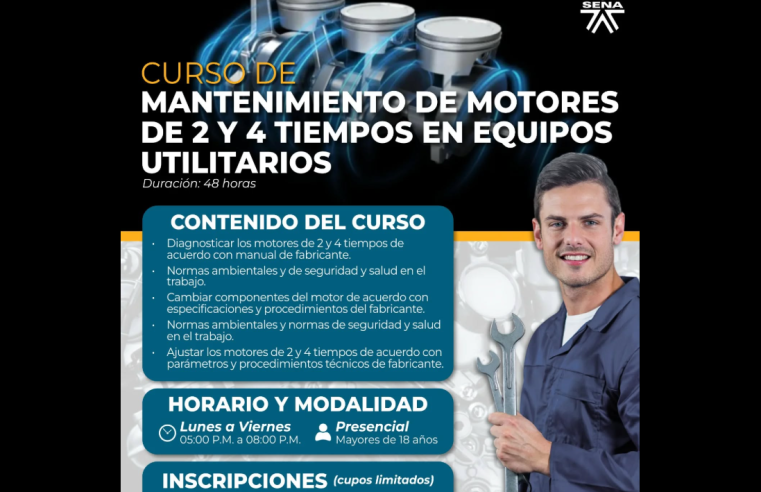 Abren |inscripciones| para curso de mantenimiento de motores en |Gachancipá|, en alianza con el |SENA|