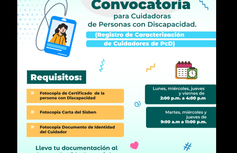 Abren convocatoria para certificación de cuidadores en el |Registro de Personas con Discapacidad|