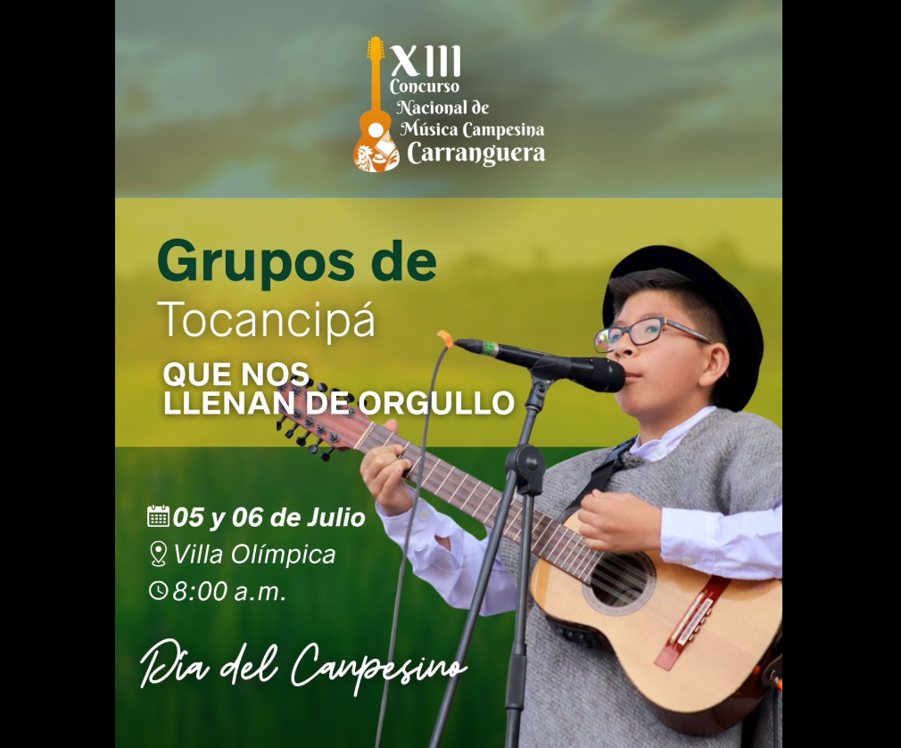 Grupos de |Tocancipá| representarán al municipio en el |XIII Concurso Nacional de Música Campesina Carranguera|