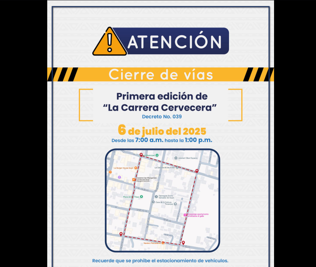 |Sopó| realizará cierres viales por la primera edición de “La Carrera Cervecera”